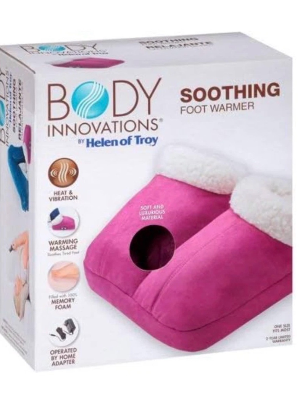 Body Innovations Soothing Foot Warmer in Bright Pink with Cream Trim